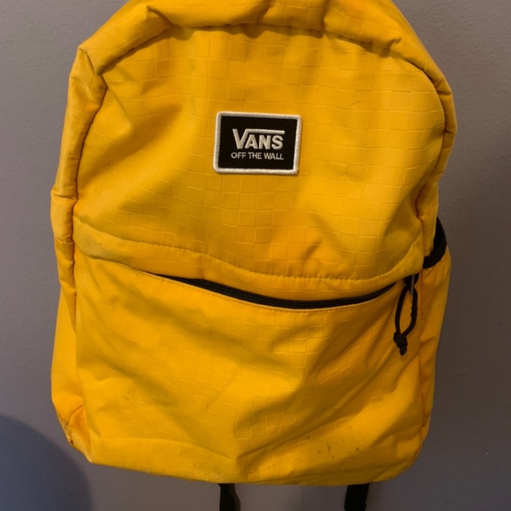 vans mustard yellow checkerboard backpack